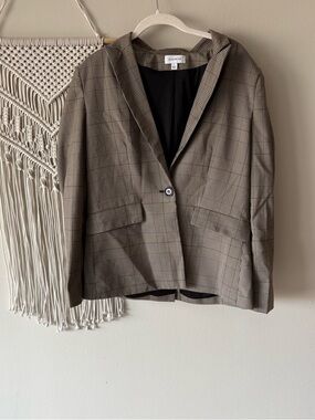 Evereve Plaid Blazer in Brown and Black